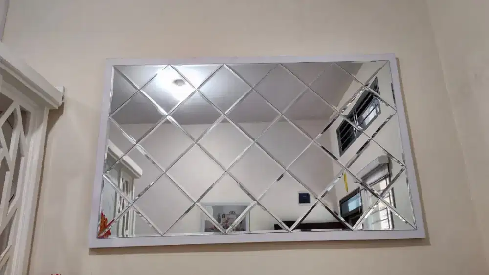 Cermin hias kaca bevel untuk dekor ruangan