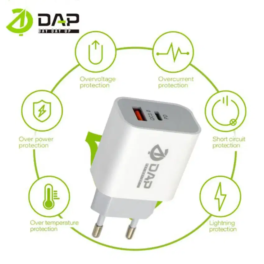 DAP Adaptor Fast Charging 2 port Type c & USB (20W) D-AP2 Charger