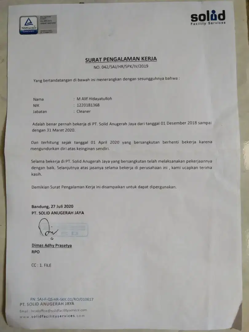Cari pekerjaan OB dan kurir