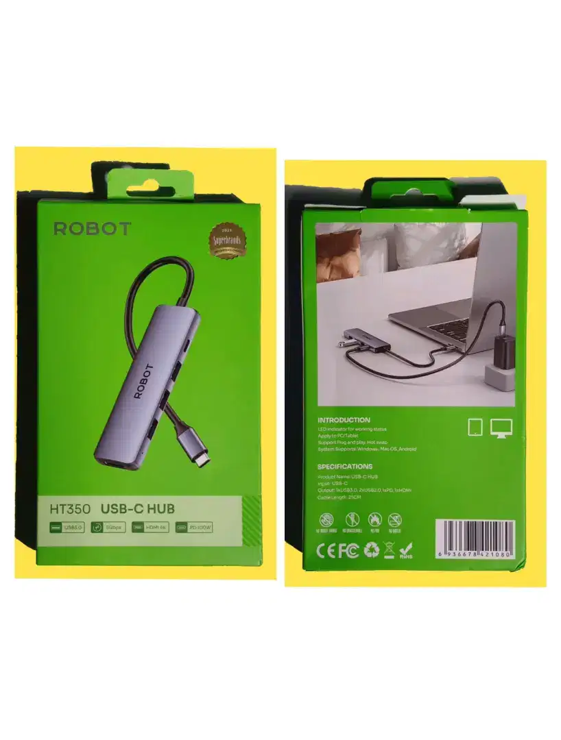 USB TIPE C HUB HT 350 5 in 1 merk ROBOT