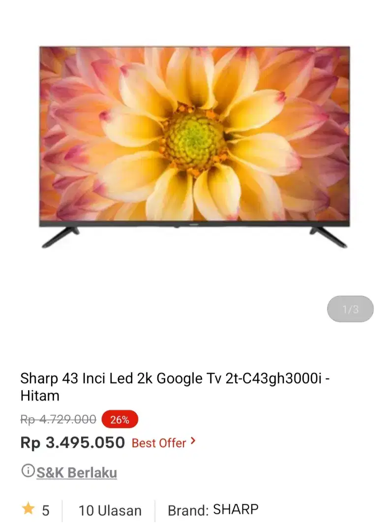 Sharp led google 43 2k 2t-c43gh30001i
