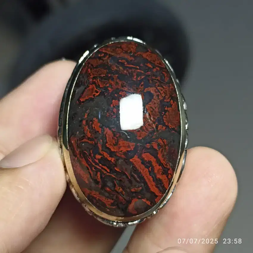 Cincin batu badar besi kebumen merah klasik jumbo