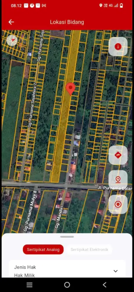 Tanah luas tepi jalan purnama 2 ukuran 22,5 x 620