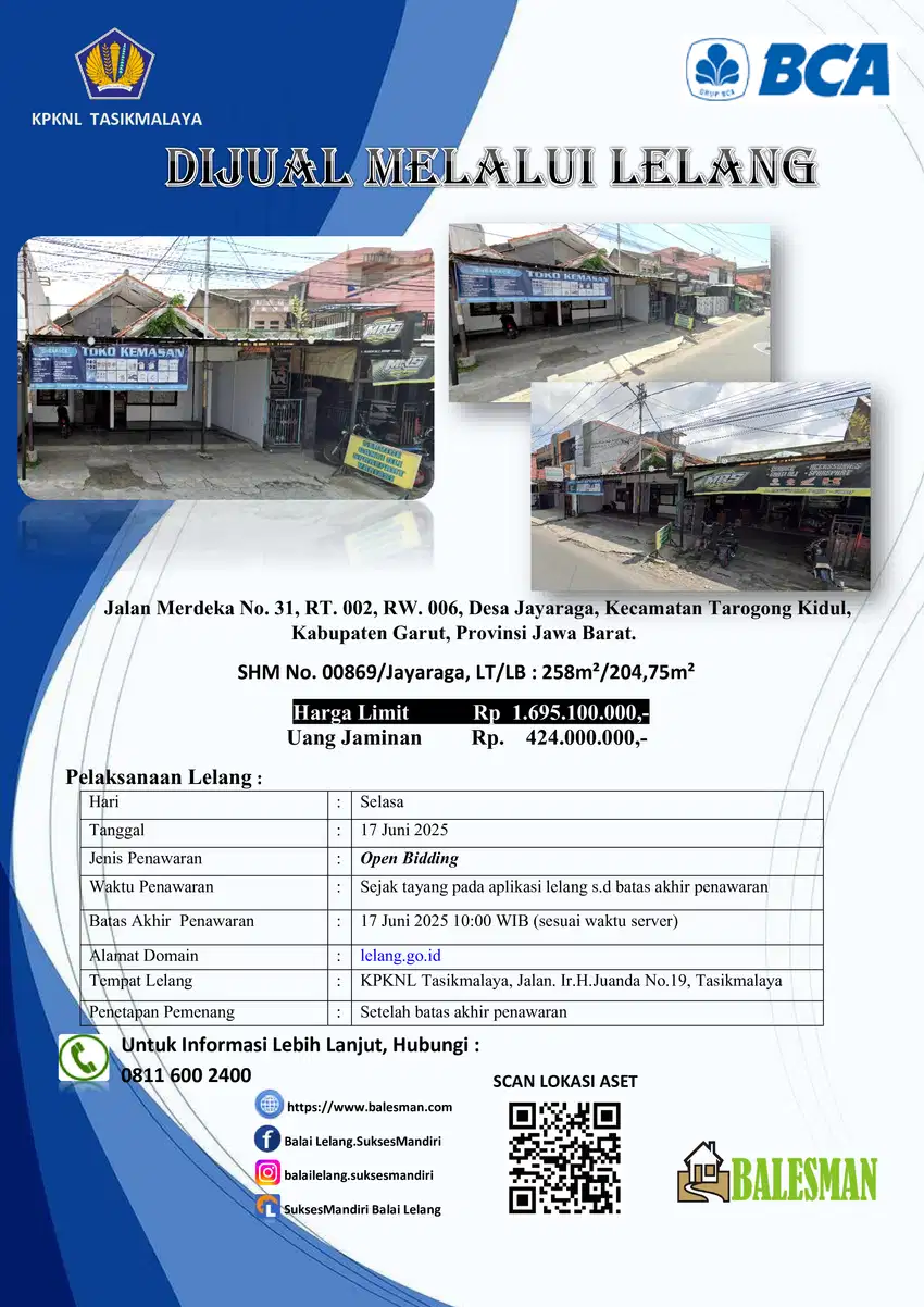 DIJUAL RUMAH MELALUI LELANG WILAYAH GARUT