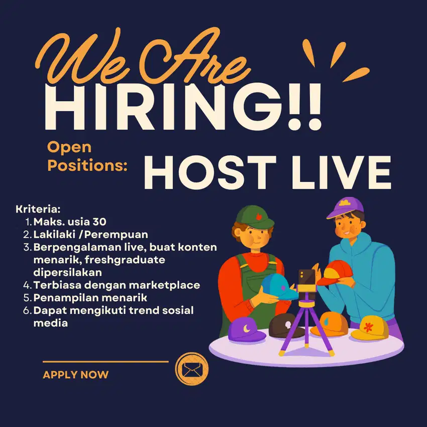 Dicari Admin Marketplace dan Host Live Streaming