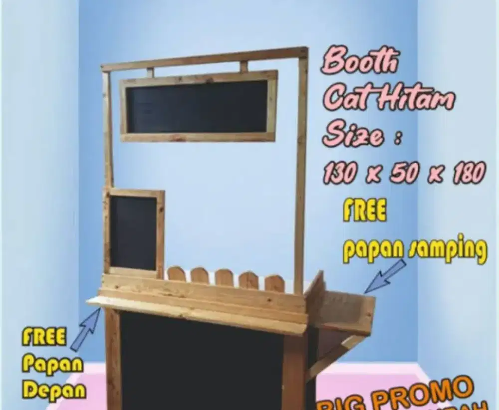 Meja usaha boothable bisa dibongkar