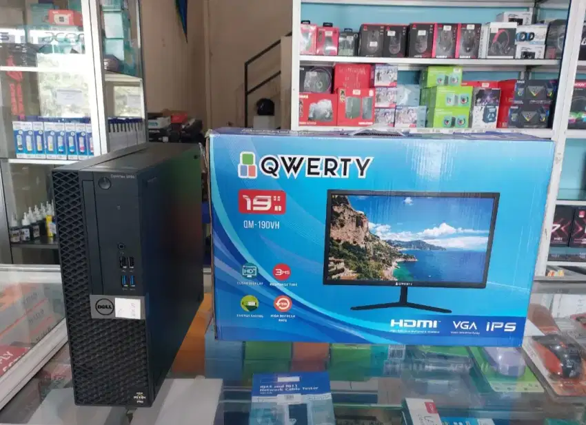 PC BUILT dell ryzen 5 5055 + lcd monitor qwerty 19 inc