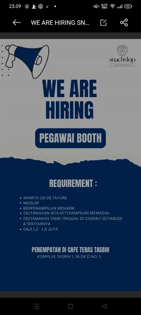 Helper atau yg bantu masak di cafe