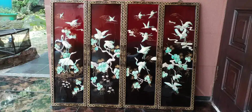 1 set (4) lukisan dari kulit kerang