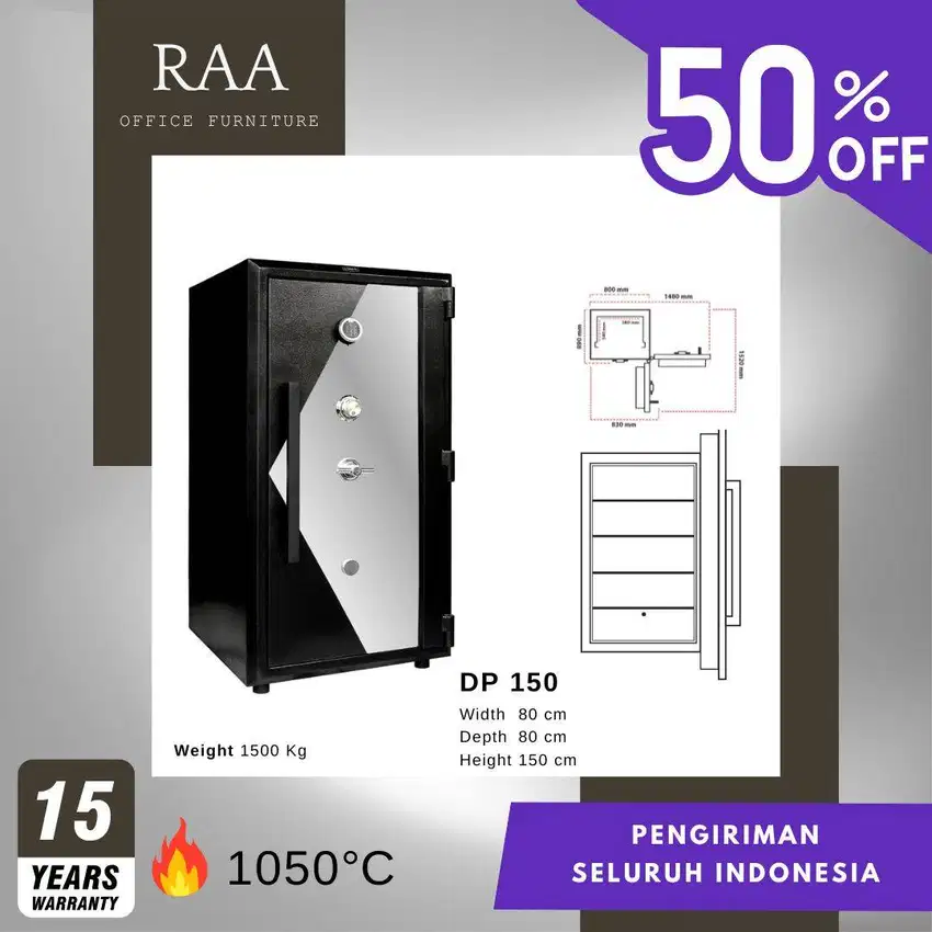 SALE 50% Brankas Tahan Api Berat 1,5 ton