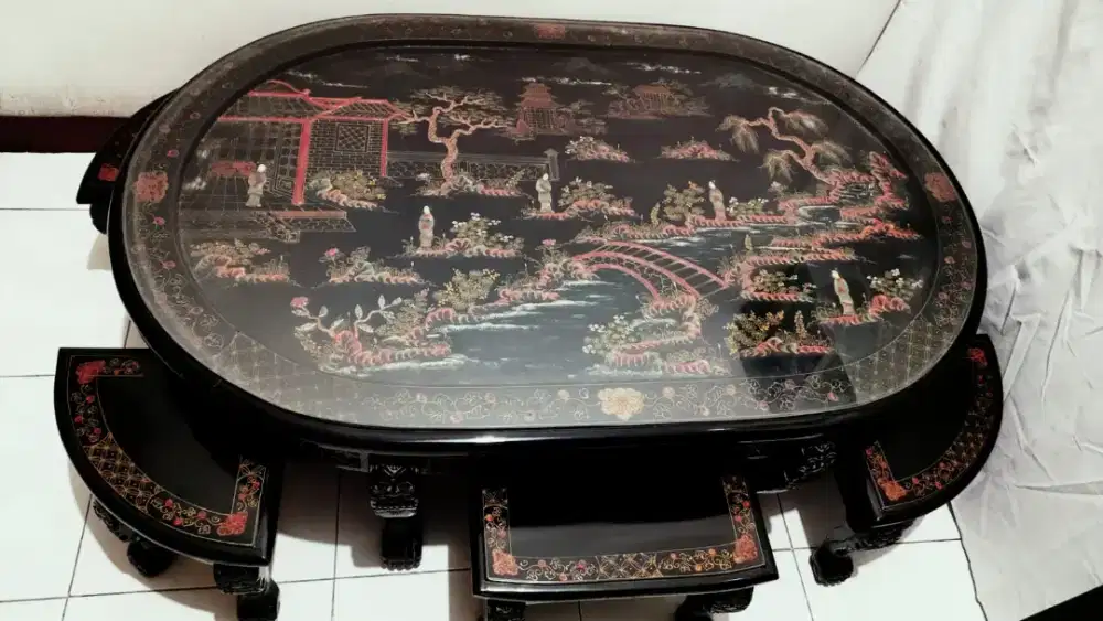 1 set meja kursi oriental kuno cina