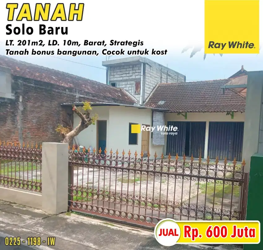 Tanah Bonus Bangunan Cocok Untuk Kost Area Solo Baru, Dekat The Park