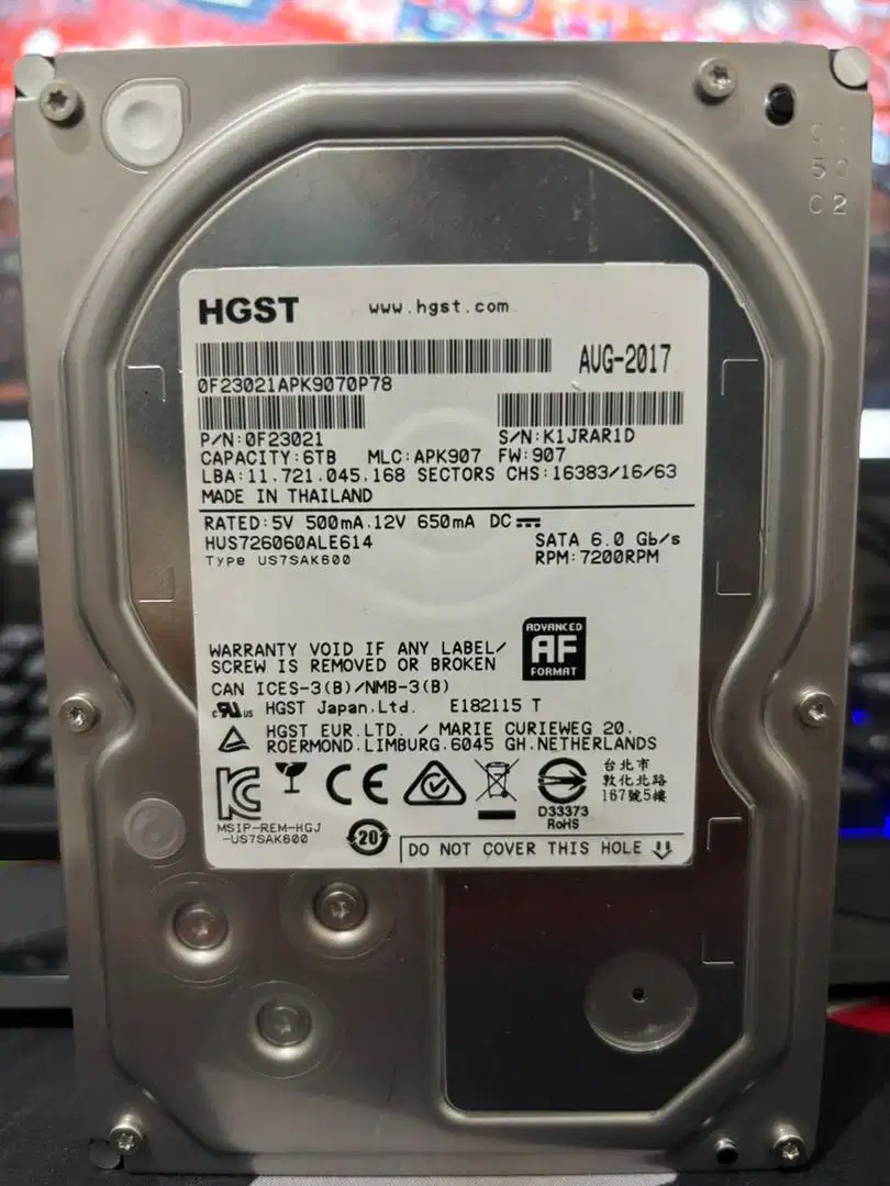 HDD Internal HGST Sata 6TB 7200Rpm