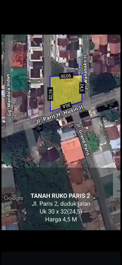 Tanah tepi jalan paris 2 pontianak lokasi sangat strategis