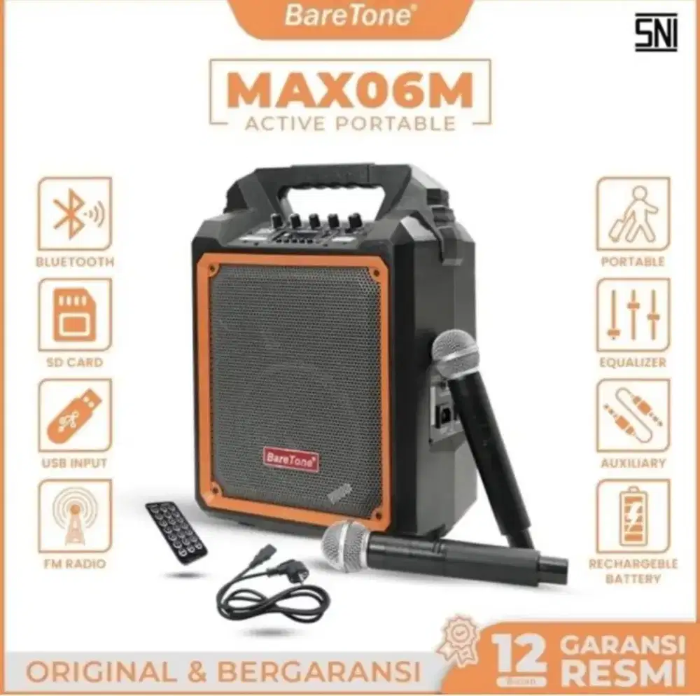 Speaker aktif portable Baretone Max06m max 06 m original resmi