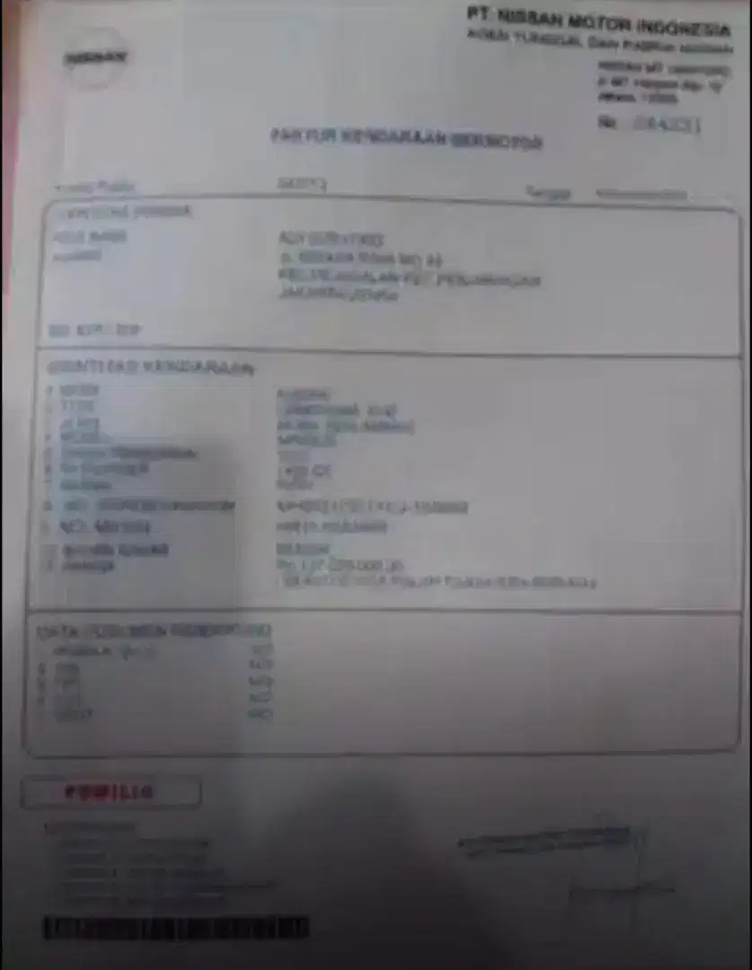 Proses faktur mobil/motor