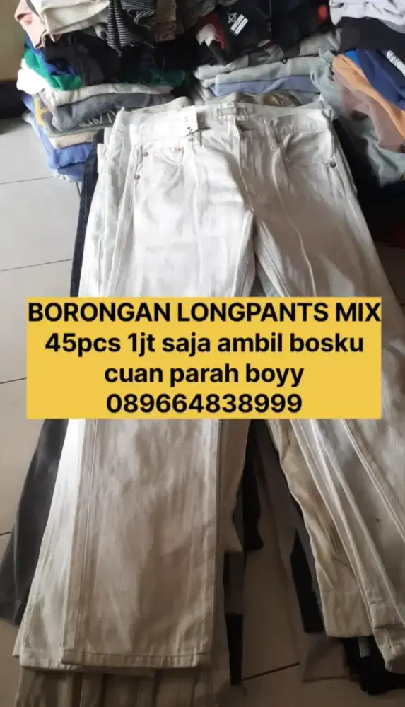 Jual borongan paket usaha celana longpants jeans chinos