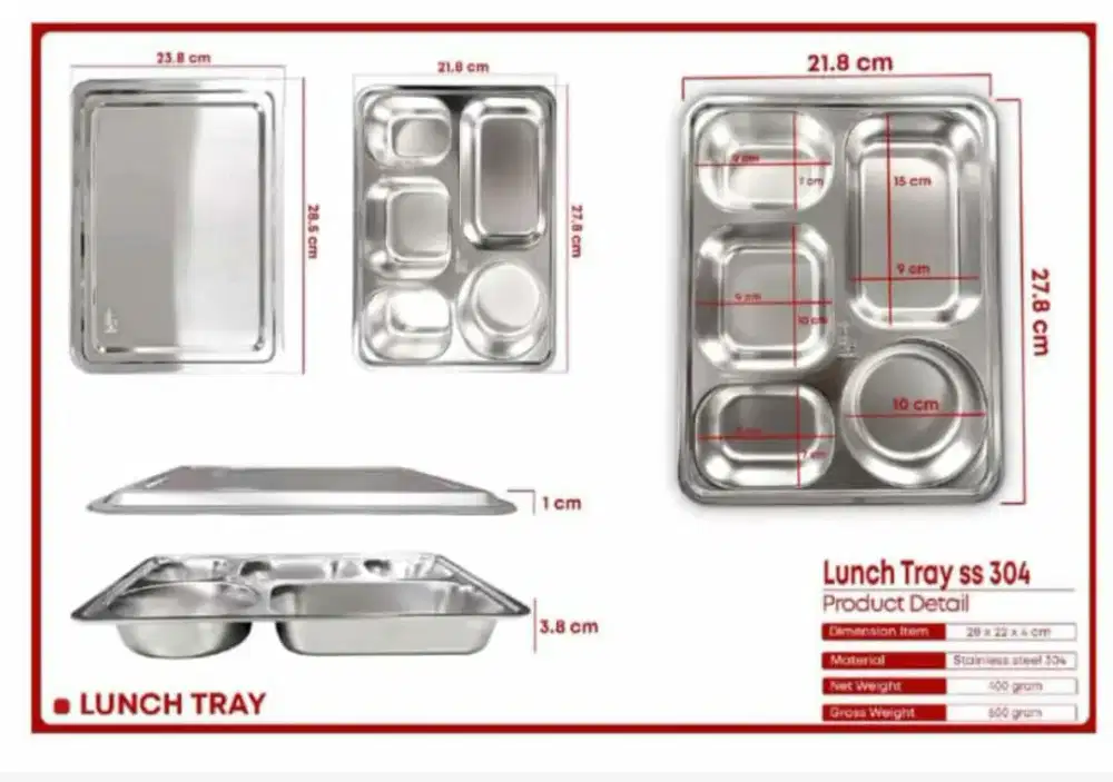 Jual food tray ompreng standar stainless tebal