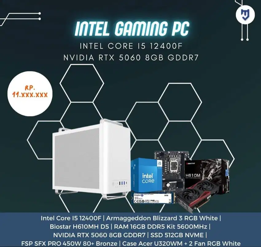 PC Gaming Intel Core I5 12400F  with NVIDIA RTX 5060 8GB GDDR7