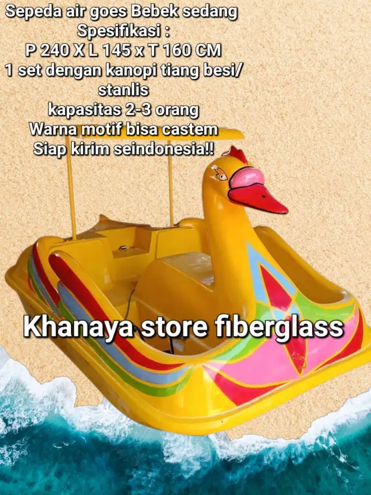 sepeda air bebek kuning kps 3 orang/perahu bebek gowes fiberglass baru