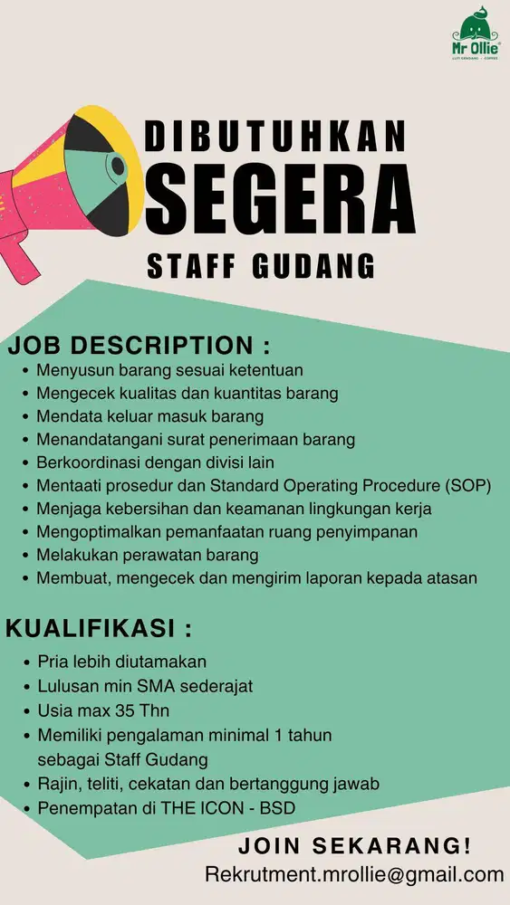 Lowongan Kerja - Staff Gudang