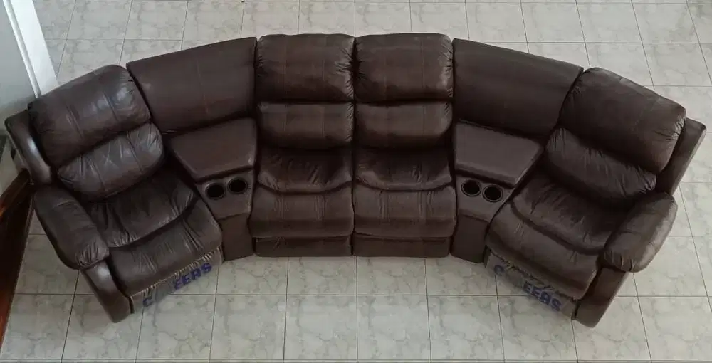 Sofa Kulit Reclining CHEERS Brown ~ Bandung