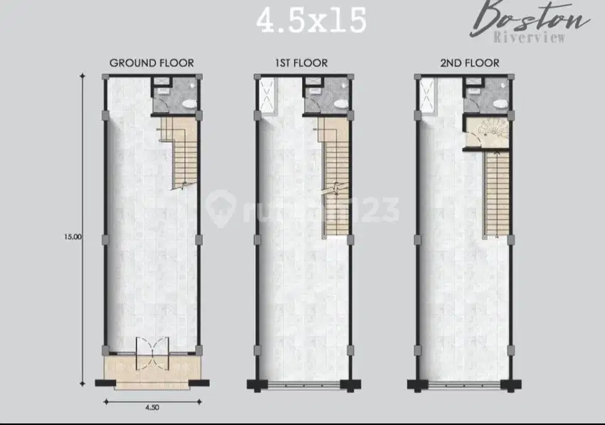 Dijual Ruko Boston Uk 4,5x15 Posisi Badan Pik2