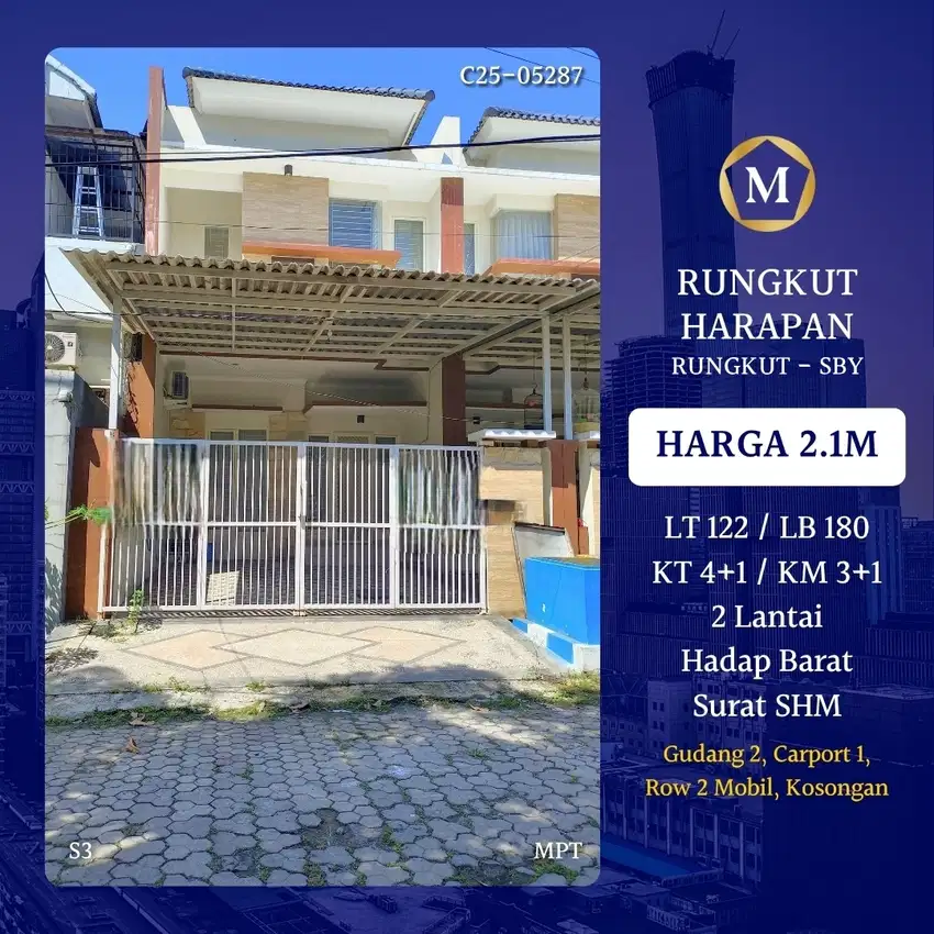 Rumah Rungkut Harapan Surabaya Timur dkt MERR Raya Pandugo Penjaringan