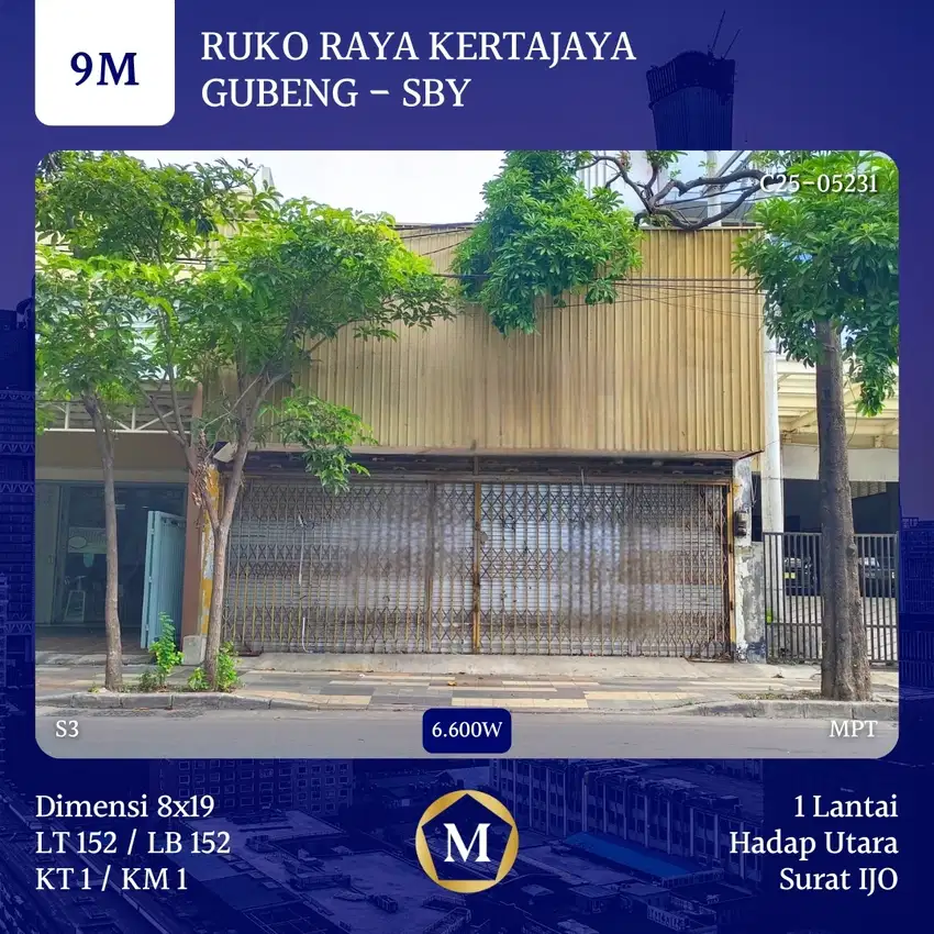 Ruko Raya Kertajaya Gubeng Surabaya Timur dkt Dharmahusada Manyar