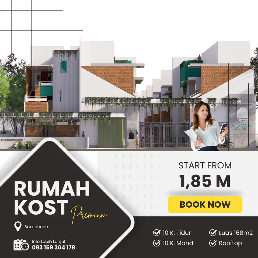 Rumah kost premium malang 3 lantai tunggul wulung