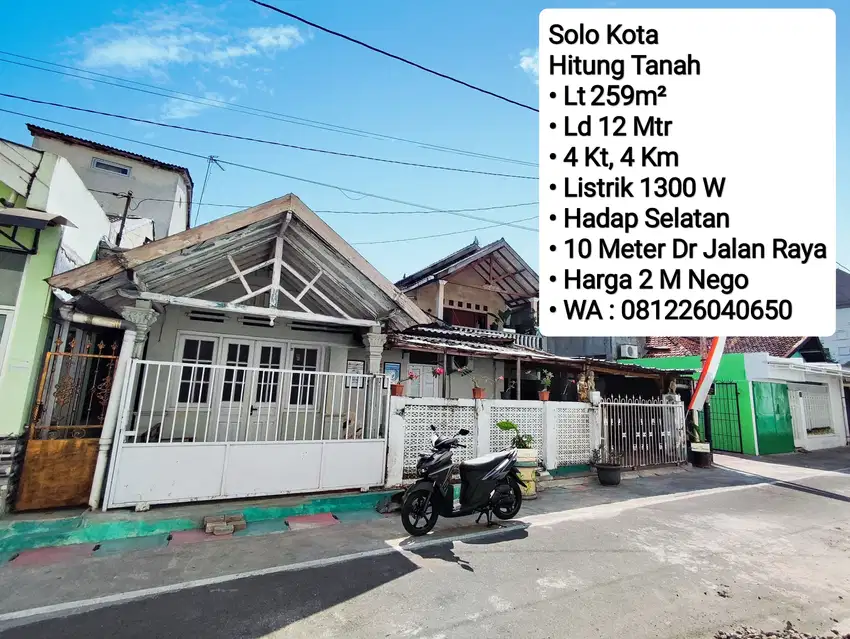 Jual Rumah Hitung Tanah Area Solo Kota, Dekat Balikota, Bank BCA