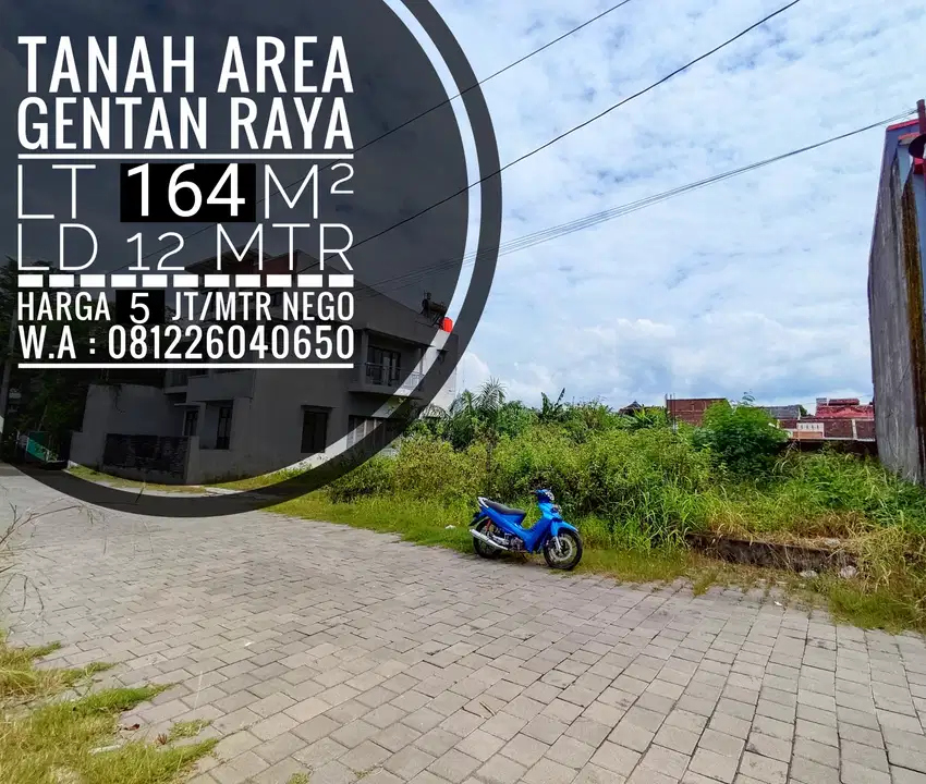 Jual Tanah Area Perum Cluser Gentan, Dekat Laweyan, Solo Baru