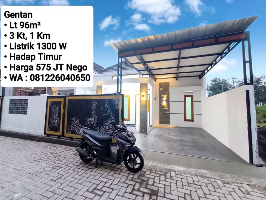 Jual Rumah Baru Siap Pakai Area Gentan Hadap Timur, Dekat Laweyan,Soba