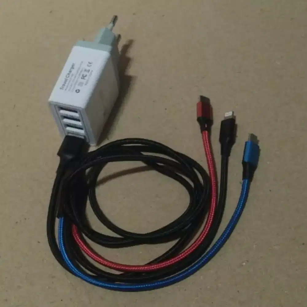 Adaptor Fast Charger 4 Port USB Kabel Micro Konektor ke TypeC / Iphone