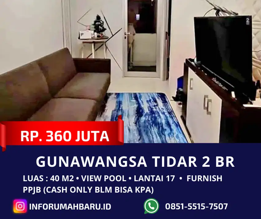 GUNAWANGSA TIDAR 2BR‼️ Apartemen Pusat Kota View Pool