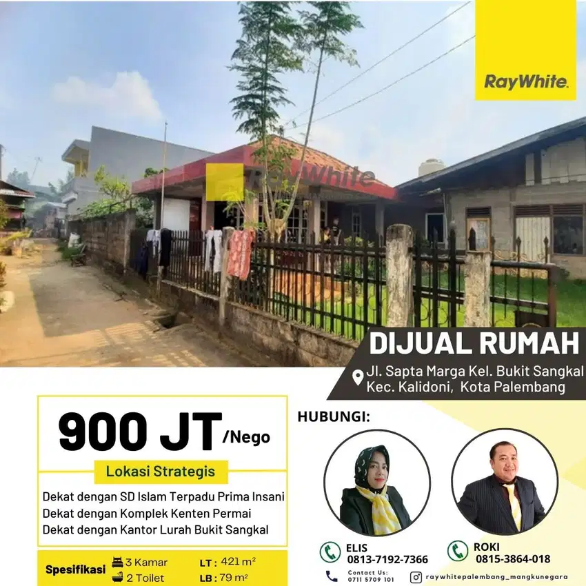 Dijual Cepat Rumah di Jl Sapta Marga Kota Palembang