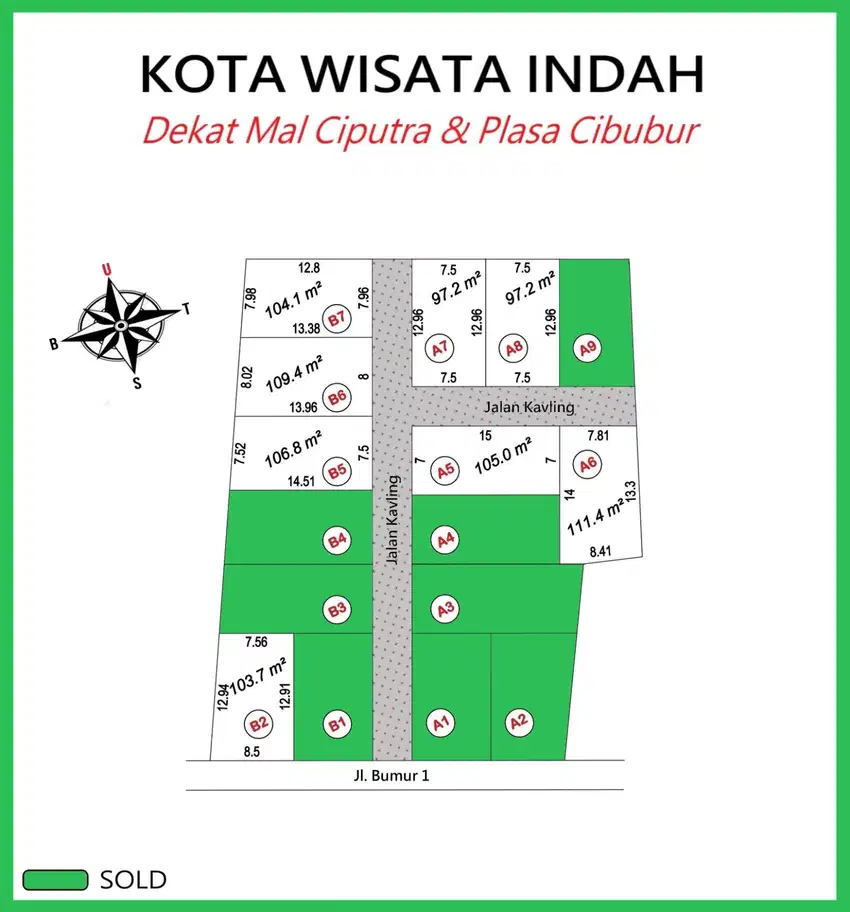 Include Fasum Jalan Cor Beton 5 meter, Kavling SHM Kta Wisata CBD. SHM