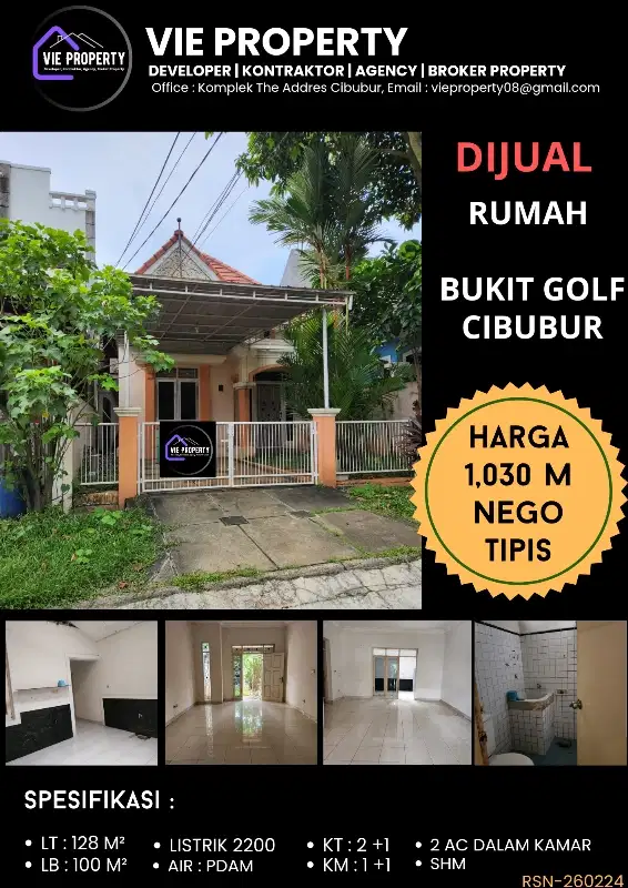 TANAH LUAS DIJUAL CEPAT RUMAH, NEGO SAMPE DEAL  Di Bukit Golf Cibubur