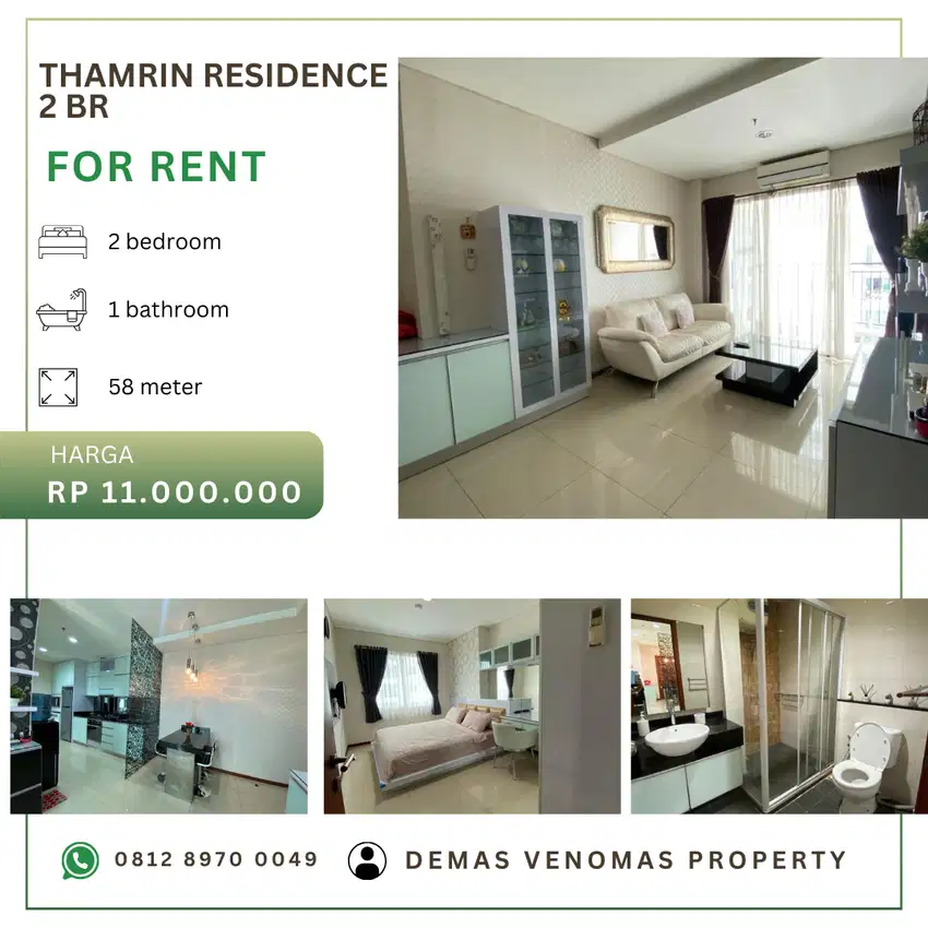 Disewakan Apartement Thamrin Residence 2BR Full Furnished View Pool