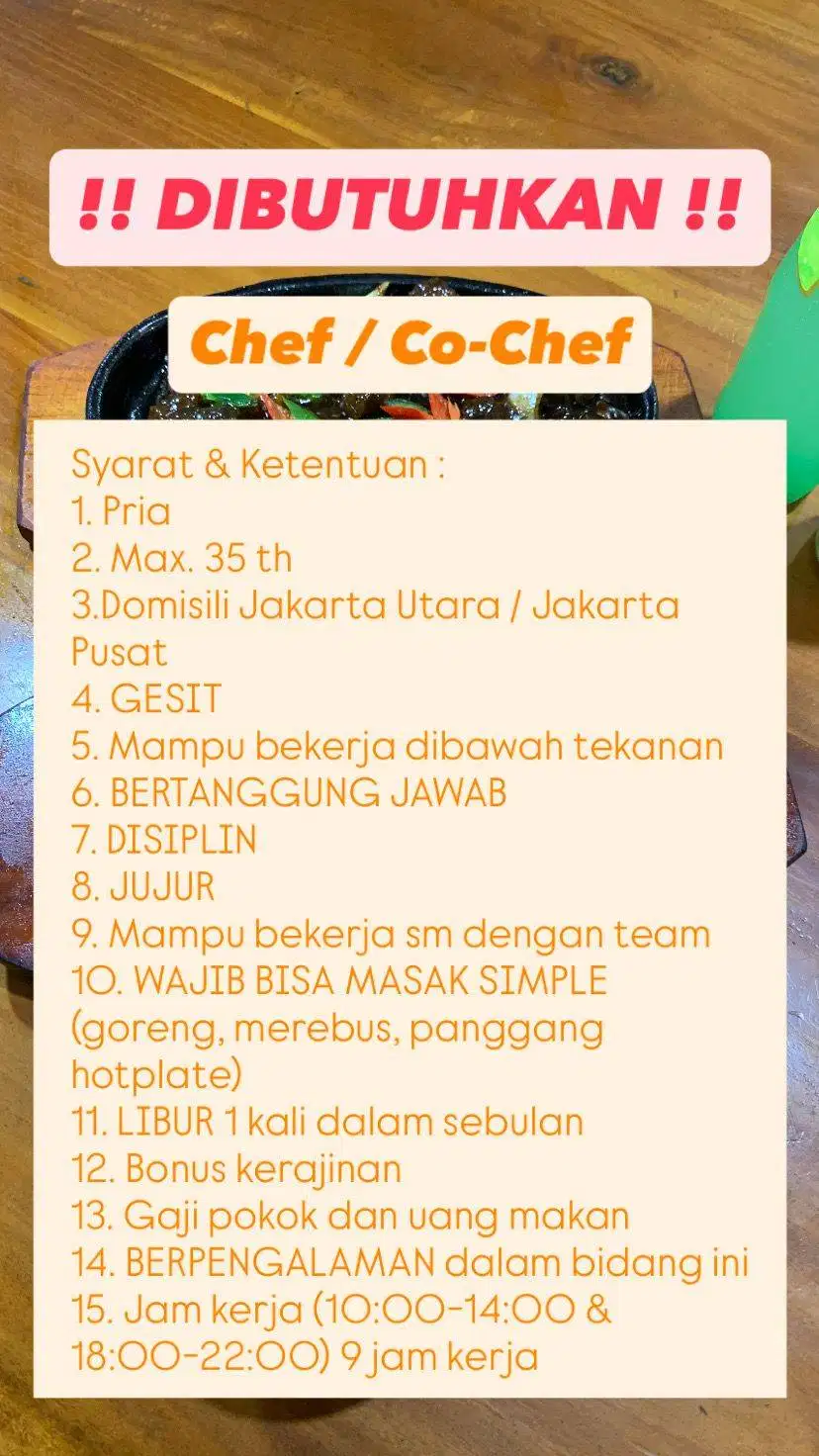 DIBUTUKAN CO-CHEF HANYA MASAK SIMPLE