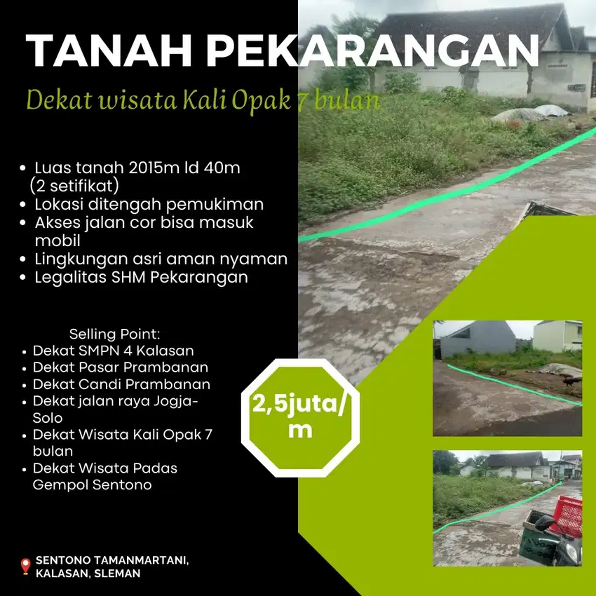 TANAH PEKARANGAN 2 SERTIFIKAT DEKAT PADAS GEMPOL SENTONO