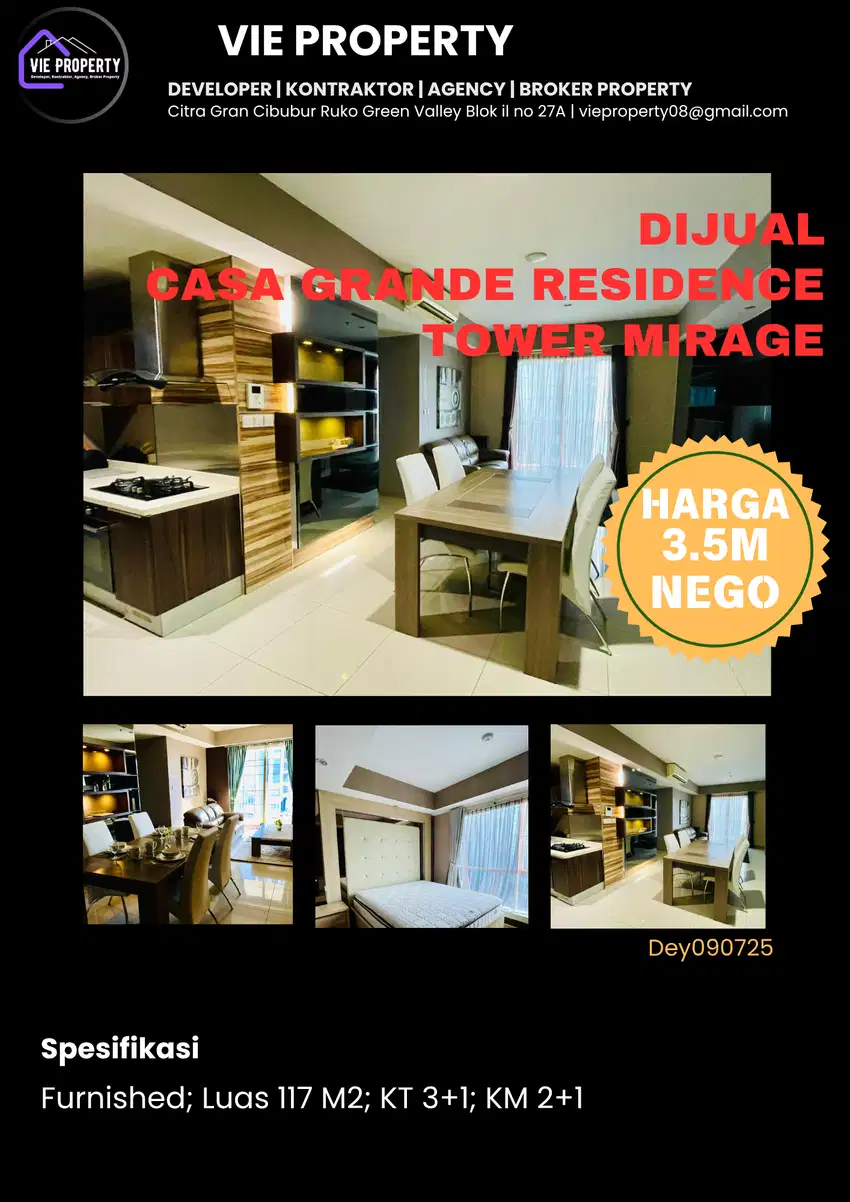 Dijual Apartemen Mewah di Casa Grande Residence