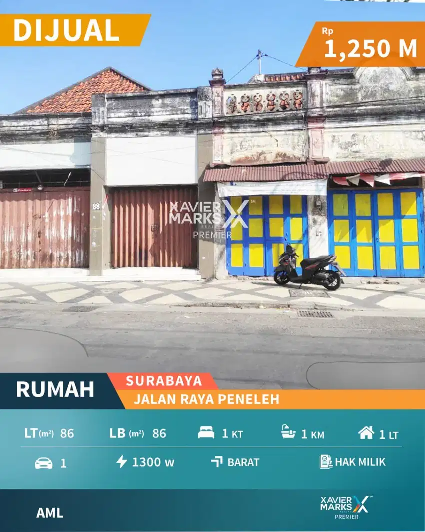 Dijual Rumah Hitung Tanah Poros Jalan Raya Peneleh Surabaya