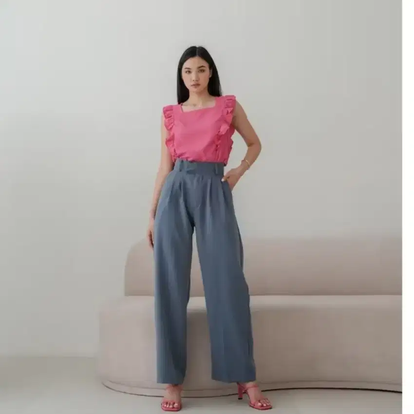 Preloved Celana Panjang Kain Biru m