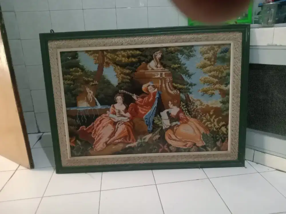 Dijual 2 buah gambar Kristik dr benang wol