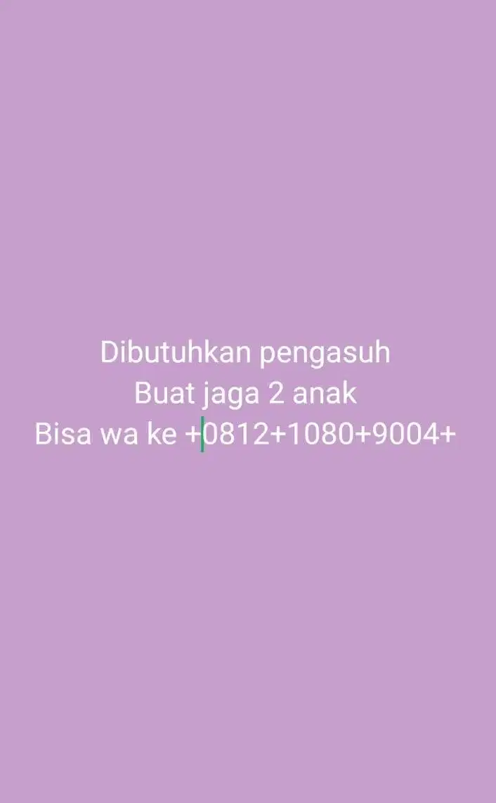Dibutuhkan Pengasuh untuk jaga 2 anak