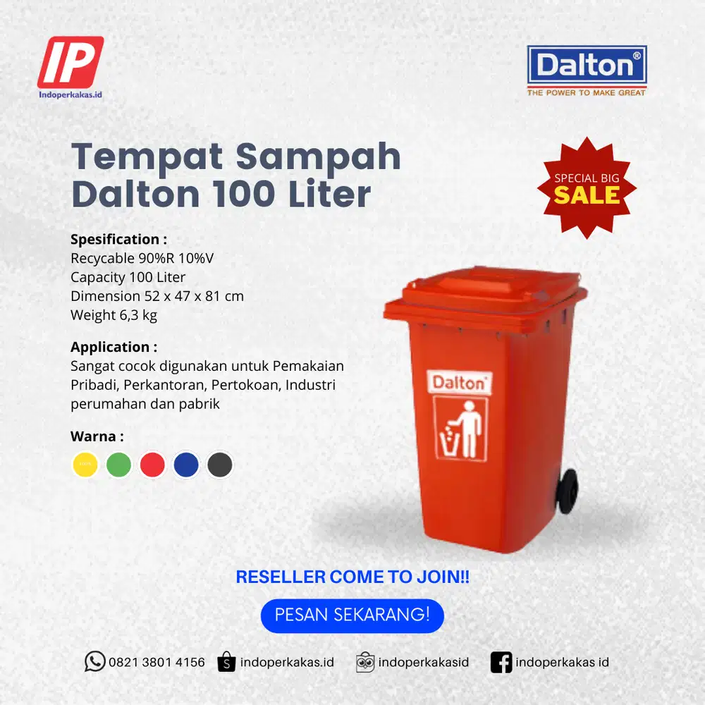 Tempat Sampah Dalton Tempat Sampah Plastik HDPE 100 Liter
