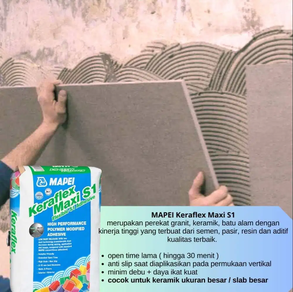keraflex maxi s1 mapei perekat granit keramik slab besar