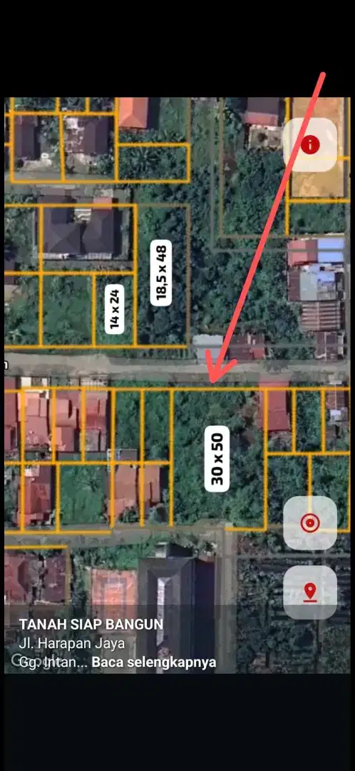 Tanah kavling harapan jaya kotabaru ukuran 30 x 50