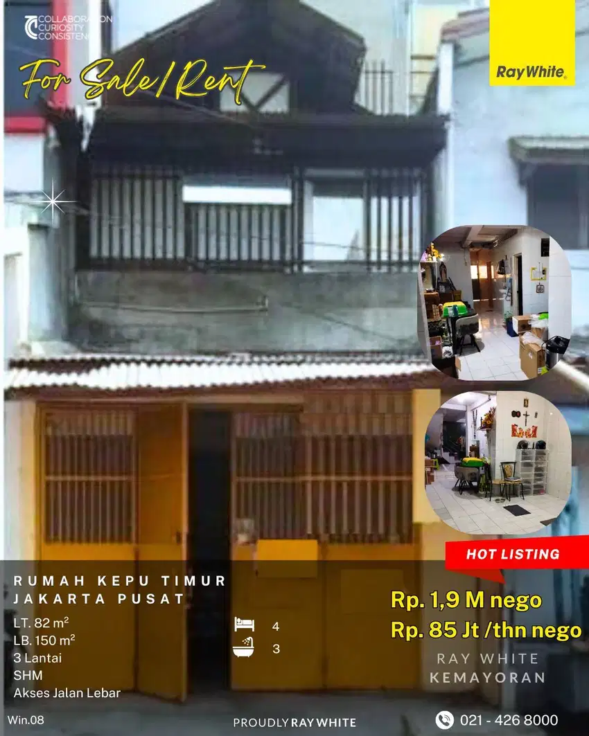 Rumah Dijual di Kepu Kemayoran Jakarta Pusat